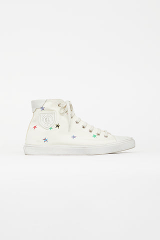 Saint Laurent White Bedford Star Distressed Sneaker