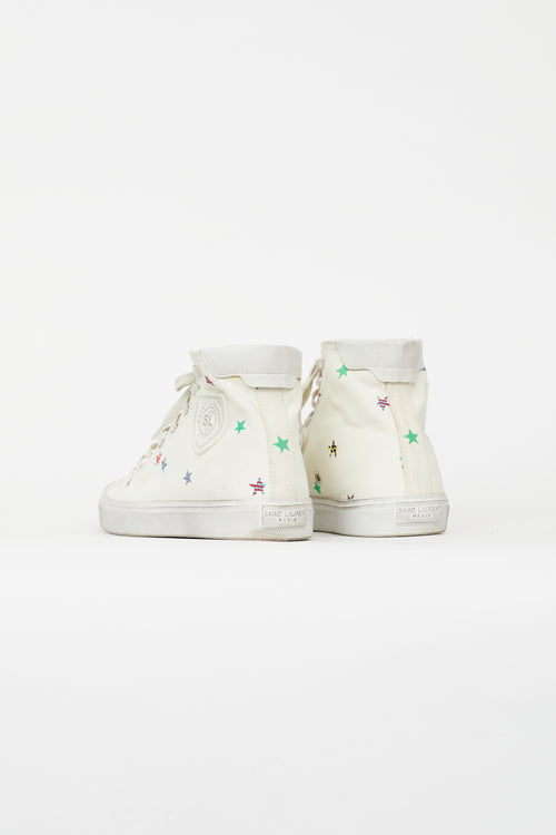 Saint Laurent White Bedford Star Distressed Sneaker