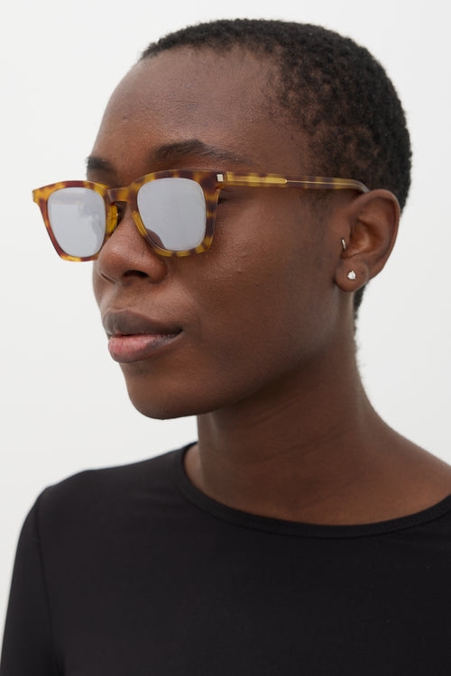 Saint Laurent Yellow 
Brown Marbled SL138 Mirrored Sunglasses