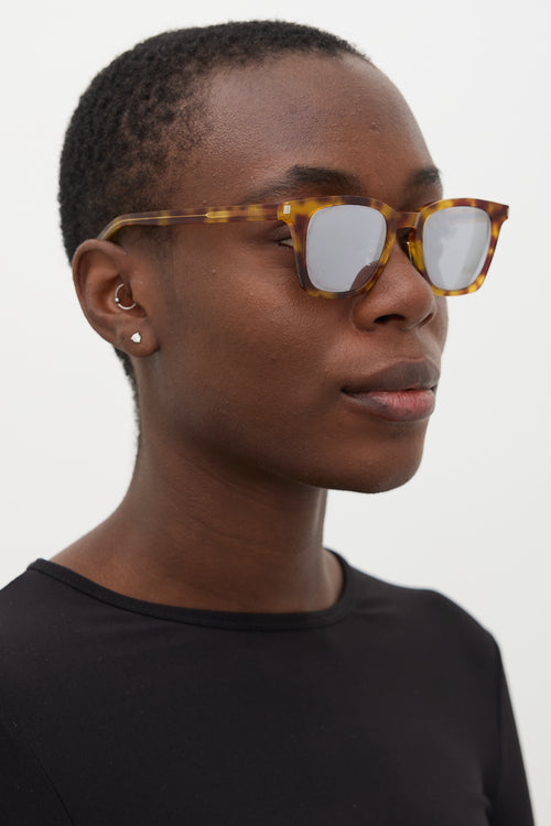 Saint Laurent Yellow 
Brown Marbled SL138 Mirrored Sunglasses