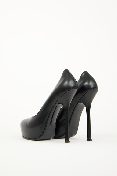 Saint Laurent Black Leather Tribtoo Platform Pump