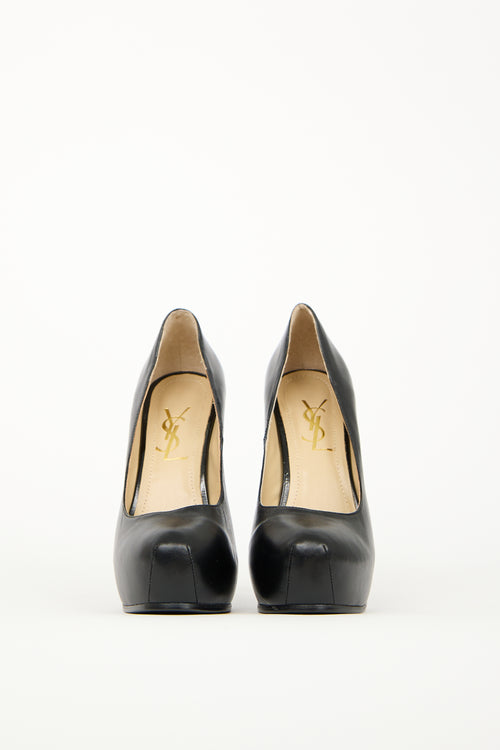 Saint Laurent Black Leather Tribtoo Platform Pump