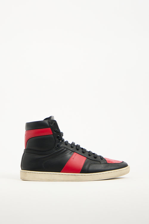 Saint Laurent Black 
Red Leather SL10H Sneaker