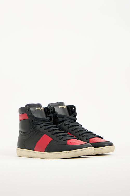 Saint Laurent Black 
Red Leather SL10H Sneaker