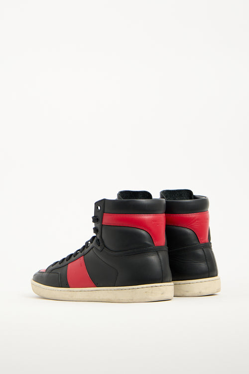 Saint Laurent Black 
Red Leather SL10H Sneaker