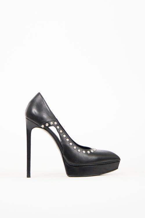 Saint Laurent Black Leather Stud Janis Pump