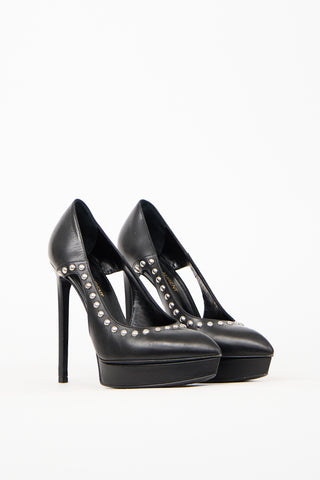 Saint Laurent Black Leather Stud Janis Pump