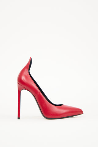 Saint Laurent Red Leather Stiletto Pump