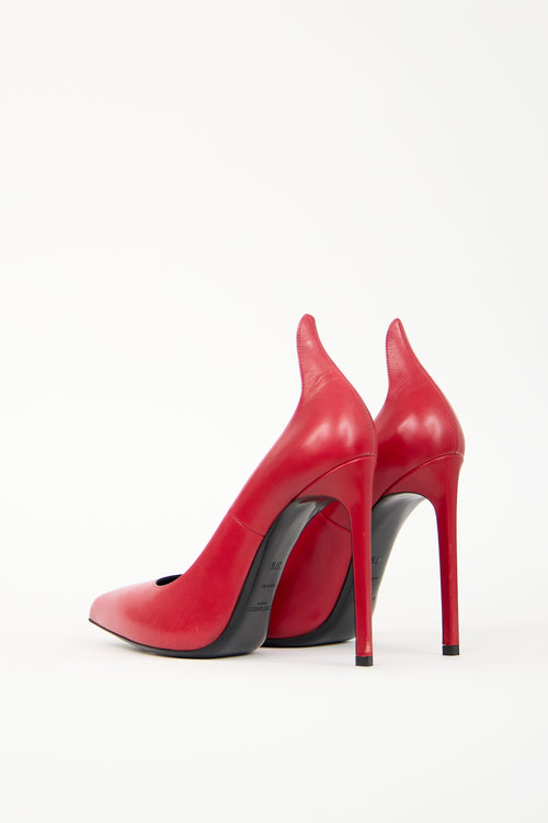 Saint Laurent Red Leather Stiletto Pump