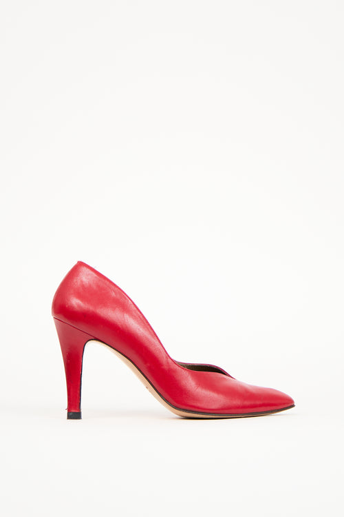 Saint Laurent 1980s Red Leather Pump