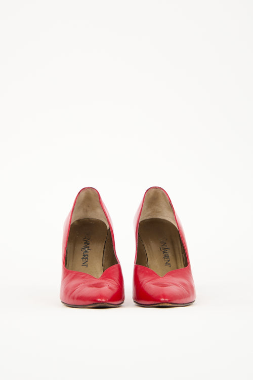 Saint Laurent 1980s Red Leather Pump