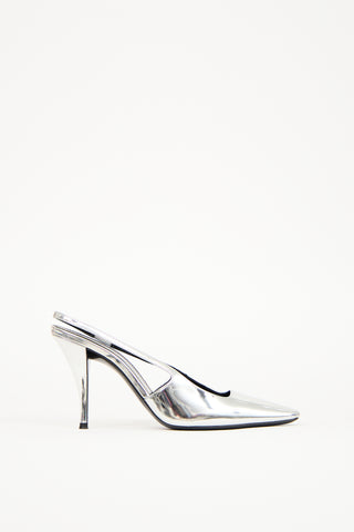 Saint Laurent Silver Patent Leather Tom Dream Heel