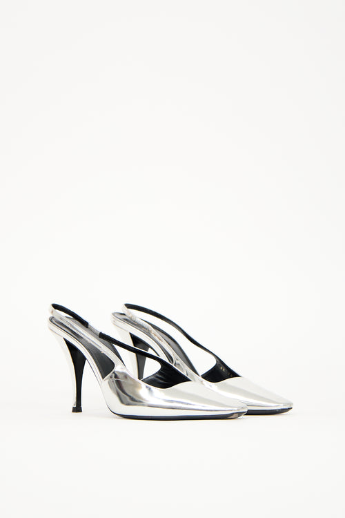 Saint Laurent Silver Patent Leather Tom Dream Heel