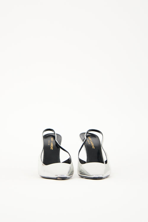 Saint Laurent Silver Patent Leather Tom Dream Heel