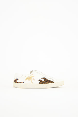 Saint Laurent White Leather Palm Tree Court Sneaker