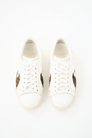 Saint Laurent White Leather Palm Tree Court Sneaker