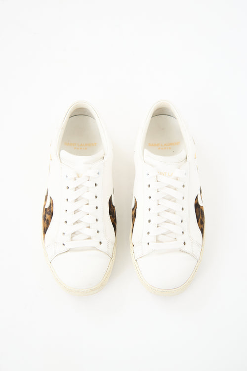 Saint Laurent White Leather Palm Tree Court Sneaker