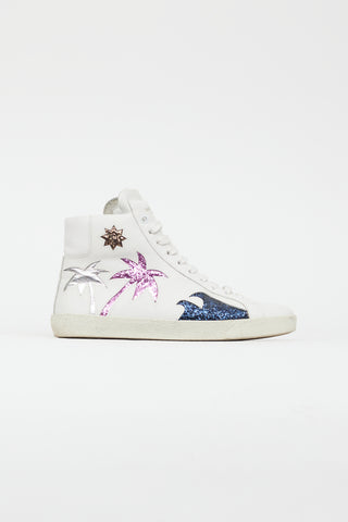 Saint Laurent White 
Multi SL/06 Signature Palm Sequin Sneaker