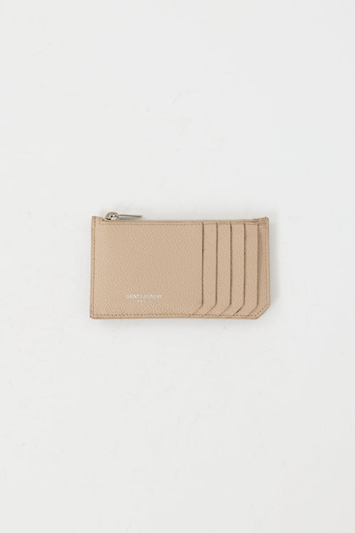 Saint Laurent Beige Leather Fragment Cardholder