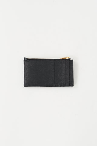 Saint Laurent Black Leather Cassandre Matelassé Fragments Card Holder