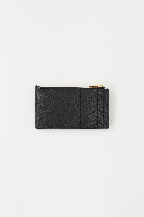 Saint Laurent Black Leather Cassandre Matelassé Fragments Card Holder