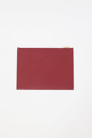 Saint Laurent Burgundy Leather Large Zip Pouch