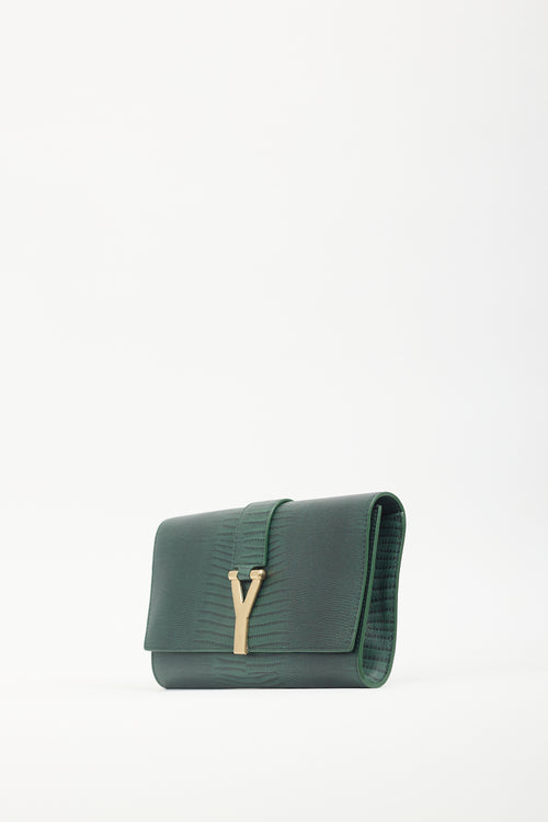 Saint Laurent Green Leather Y-Ligne Clutch