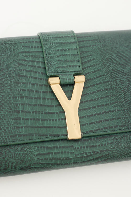 Saint Laurent Green Leather Y-Ligne Clutch