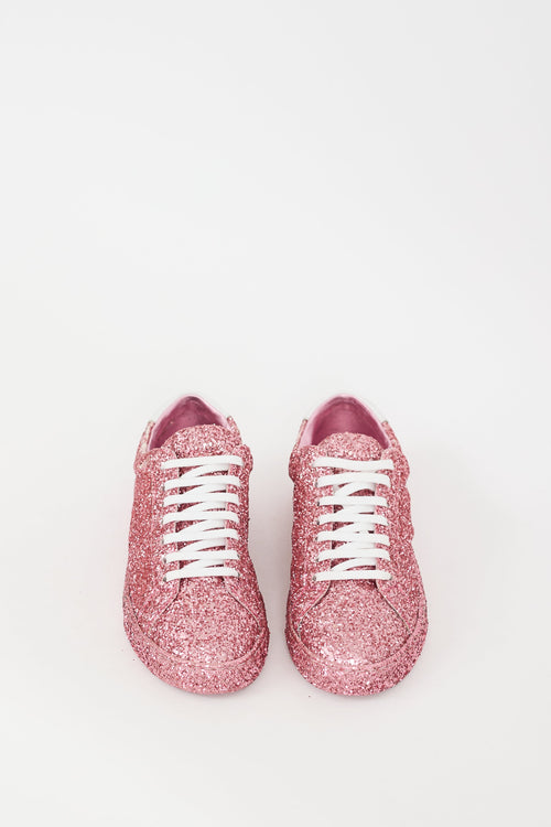 Saint Laurent Pink Glitter Andy Sneaker