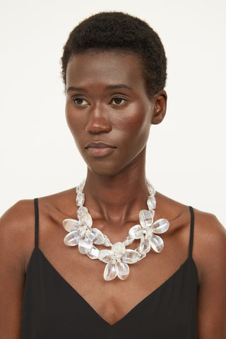 VSP Archive Clear Crystal Flower Bead Necklace