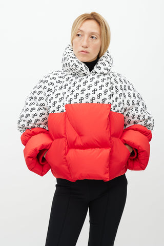 Saks Potts Red 
White Mono Puffer Jacket