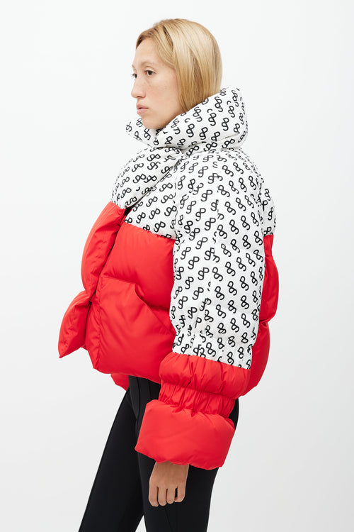 Saks Potts Red 
White Mono Puffer Jacket