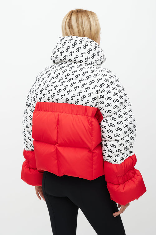 Saks Potts Red 
White Mono Puffer Jacket