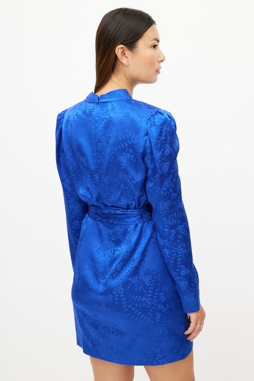 Saloni Blue Silk Belted Dress