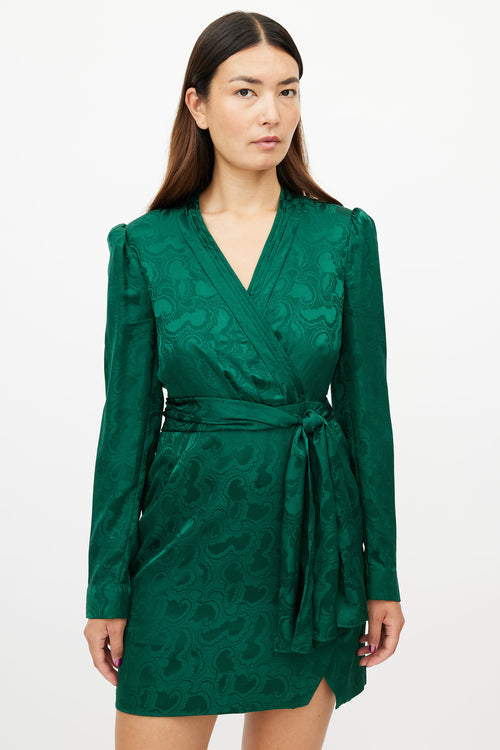 Saloni Green Silk Belted Dress