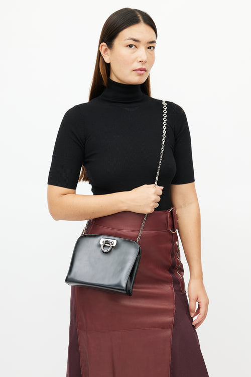 Salvatore Ferragamo Black Diana Leather Clutch