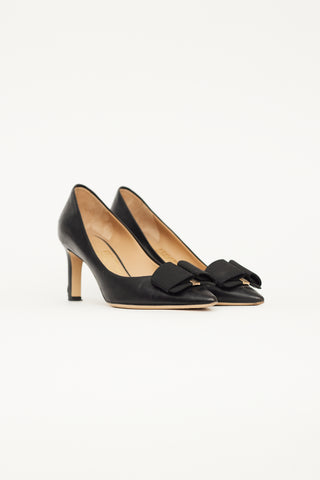 Salvatore Ferragamo Black Leather Bow Pump