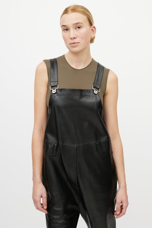 Salvatore Ferragamo Black Leather Overall