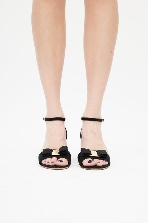 Salvatore Ferragamo Black Suede Gavina Sandal