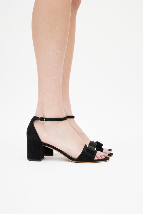 Salvatore Ferragamo Black Suede Gavina Sandal