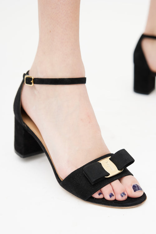 Salvatore Ferragamo Black Suede Gavina Sandal