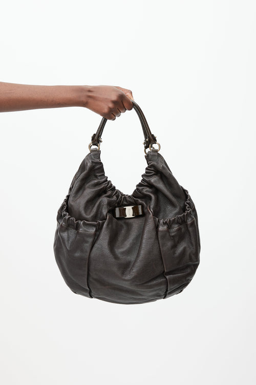 Ferragamo Brown Leather Bow Bag