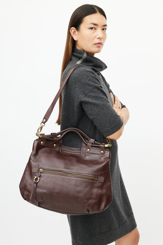 Salvatore Ferragamo Burgundy Gancini Leather Bag