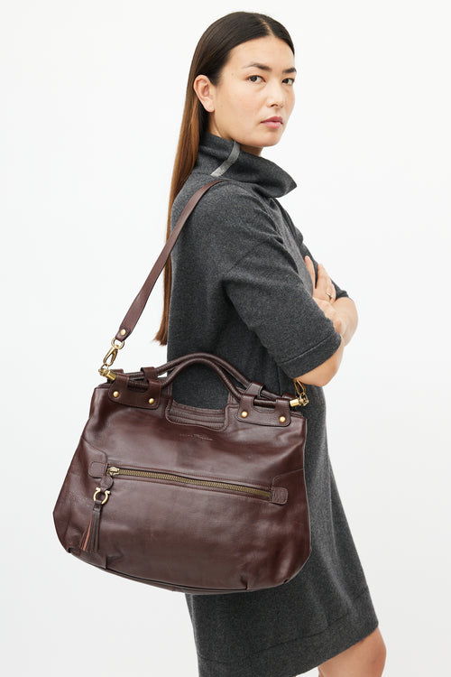 Salvatore Ferragamo Burgundy Gancini Leather Bag