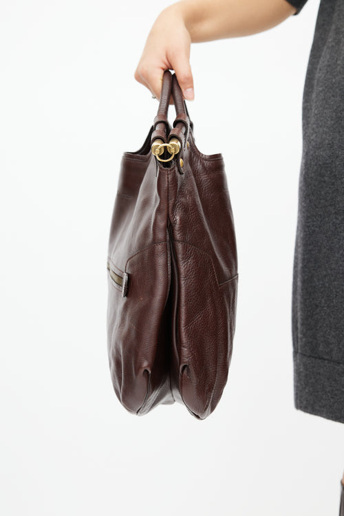 Salvatore Ferragamo Burgundy Gancini Leather Bag