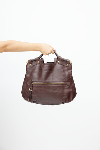 Salvatore Ferragamo Burgundy Gancini Leather Bag