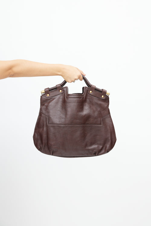 Salvatore Ferragamo Burgundy Gancini Leather Bag