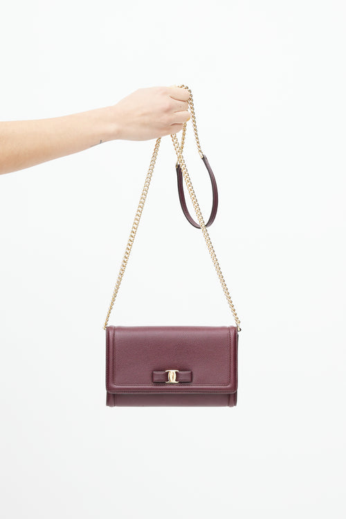 Salvatore Ferragamo Burgundy Vara Bow Bag