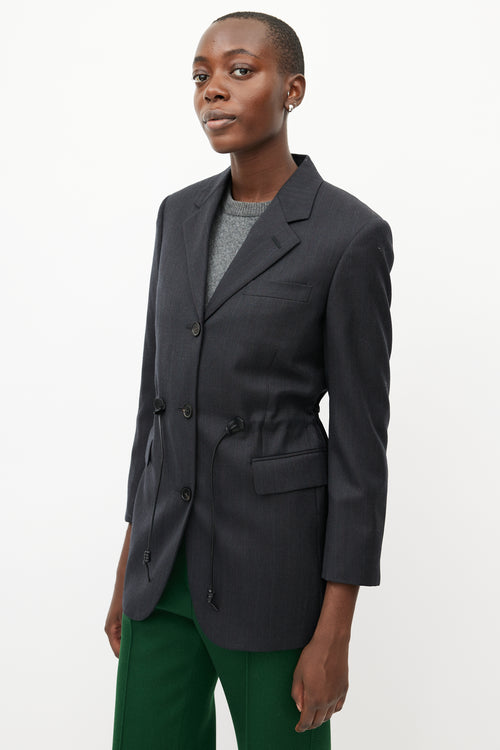 Salvatore Ferragamo Grey Wool Drawstring Blazer