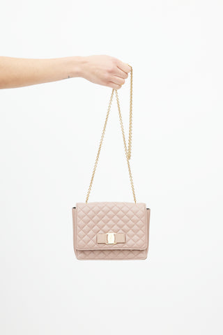 Salvatore Ferragamo Pink Vara Bow Quilted Bag